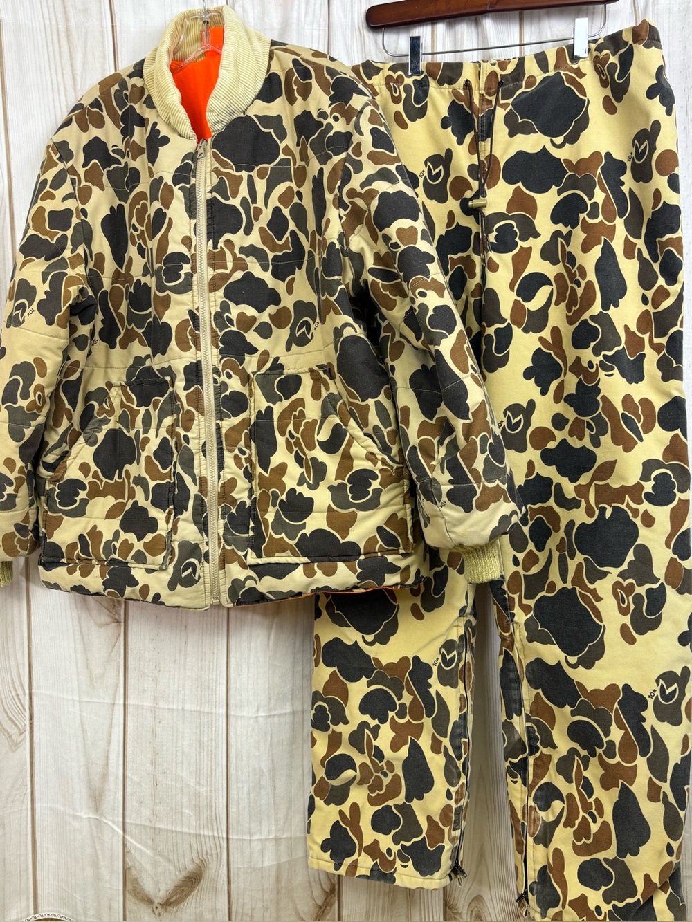 Vintage 10X Duck Camo Frogskin 2-Pieces Hunting Reversible GoreTex Lg-Tall 36-38